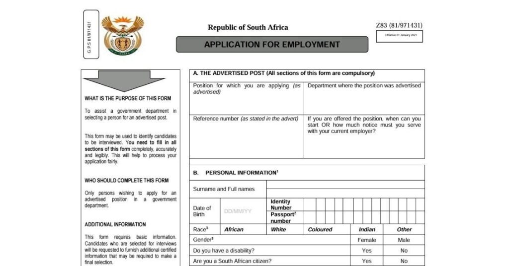 New Z83 Application Form