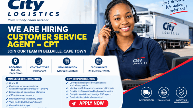 City Logistics Customer Service Agent Vacancy 2026