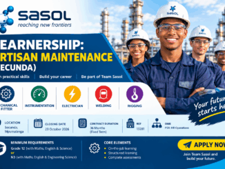 Sasol Learnership: Artisan Maintenance 2026